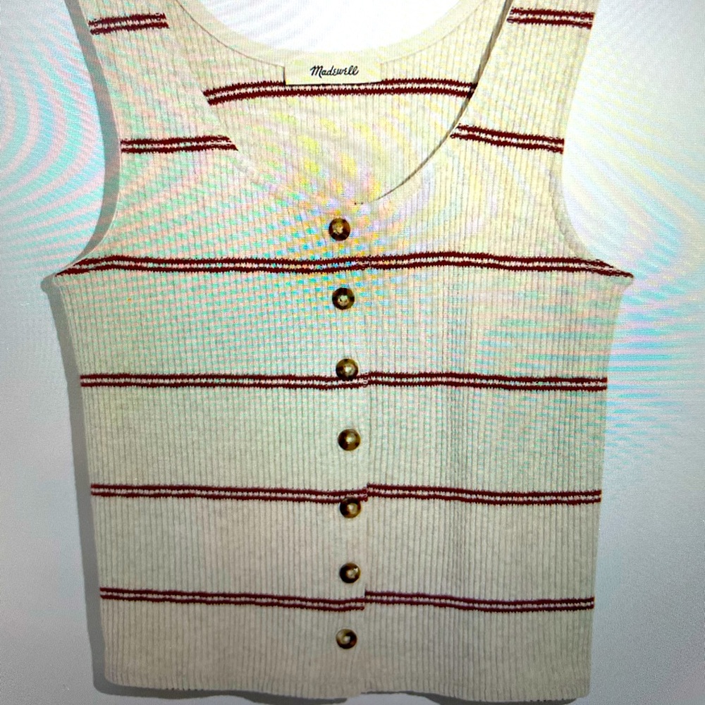 Madewell Ribbed Button Front Tank Top in stripe